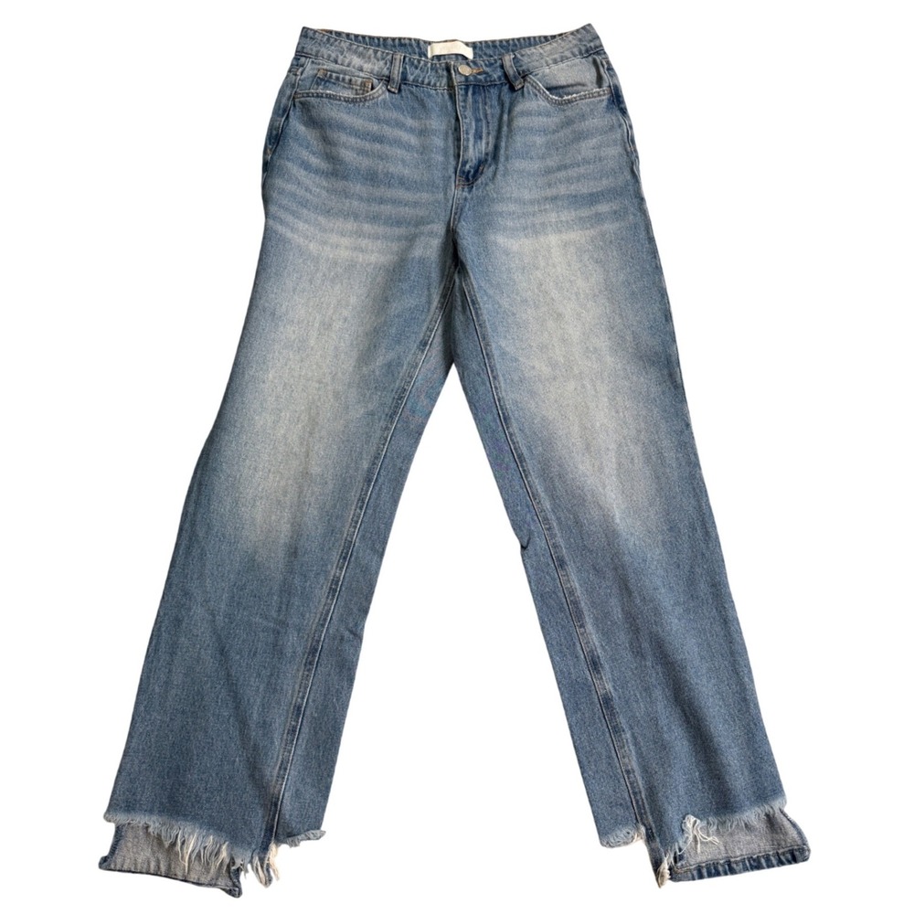 Vervet‎ Blue T5912 High Rise Straight Leg Raw Step Hem Jeans Blue Womens 28